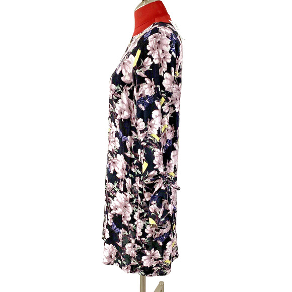 NEW H&M Size 4 Long Sleeve Dress Lilac Floral Print & Goldfinches Boho Casual - Picture 5 of 12